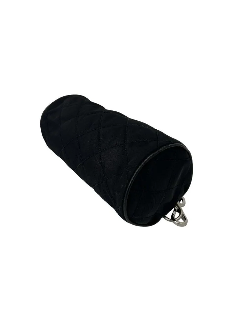Prada Triangle Logo Quilted Tessuto Nylon Leather Mini Handbag Pouch Black